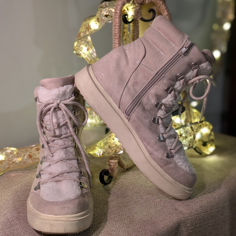 Women's Beige Faux Suede Ankle Boots